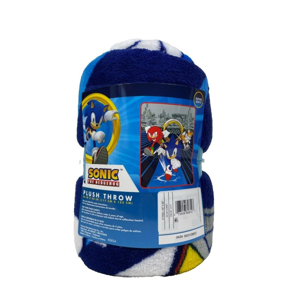 Sonic The Hedgehog Sonic Knuckles Tails Graphic Throw Blanket 46" x 60"